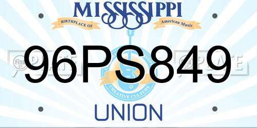 96PS849 Mississippi License Plate