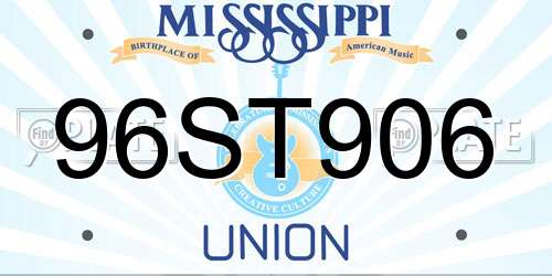 96ST906 Mississippi License Plate