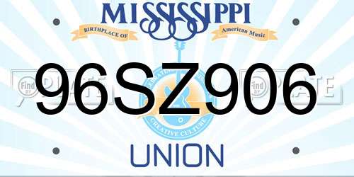 96SZ906 Mississippi License Plate