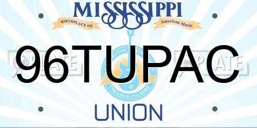 96TUPAC Mississippi License Plate