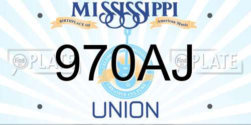 970AJ Mississippi License Plate