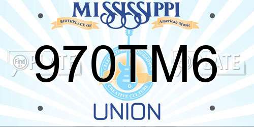 970TM6 Mississippi License Plate