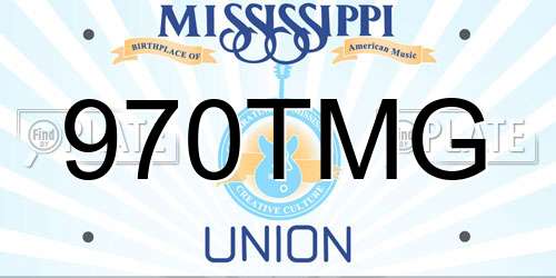 970TMG Mississippi License Plate
