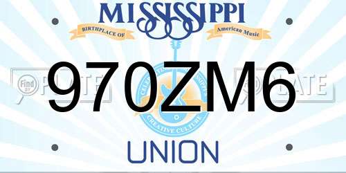 970ZM6 Mississippi License Plate