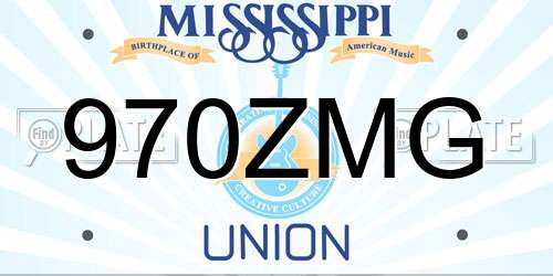 970ZMG Mississippi License Plate