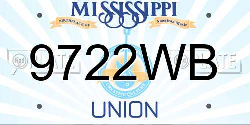 9722WB Mississippi License Plate