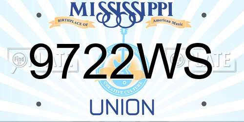 9722WS Mississippi License Plate