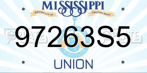97263S5 Mississippi License Plate