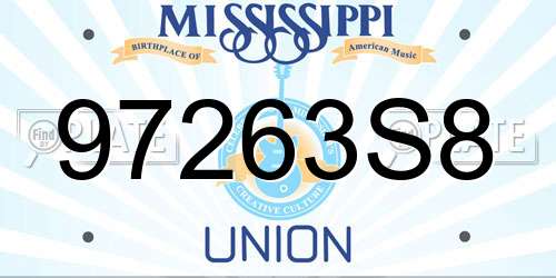 97263S8 Mississippi License Plate