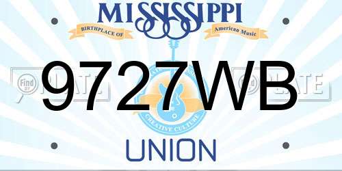 9727WB Mississippi License Plate