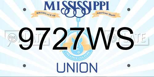 9727WS Mississippi License Plate