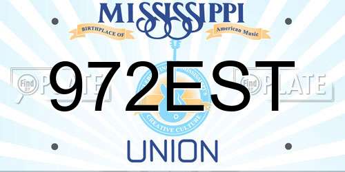 972EST Mississippi License Plate