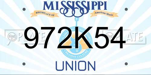 972K54 Mississippi License Plate