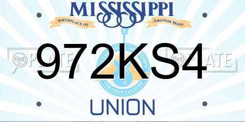 972KS4 Mississippi License Plate
