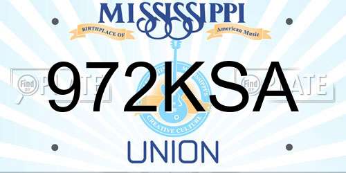 972KSA Mississippi License Plate