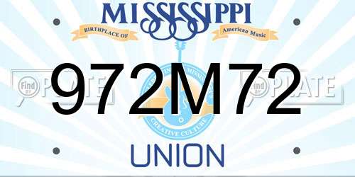 972M72 Mississippi License Plate