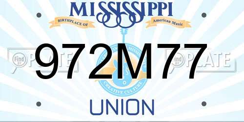 972M77 Mississippi License Plate