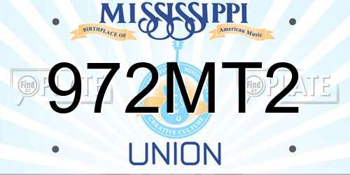 972MT2 Mississippi License Plate