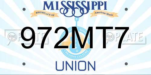 972MT7 Mississippi License Plate