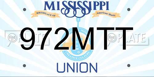 972MTT Mississippi License Plate