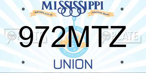972MTZ Mississippi License Plate