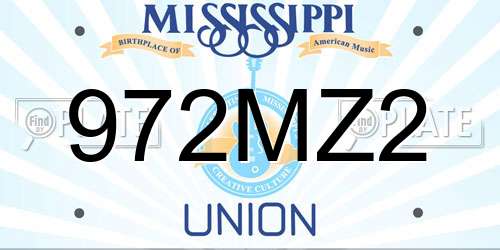 972MZ2 Mississippi License Plate