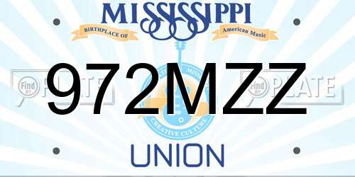 972MZZ Mississippi License Plate