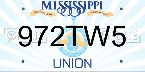 972TW5 Mississippi License Plate
