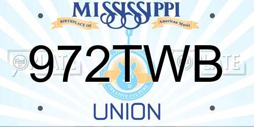 972TWB Mississippi License Plate