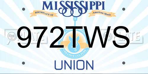 972TWS Mississippi License Plate