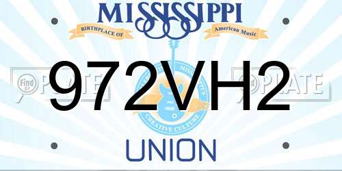 972VH2 Mississippi License Plate