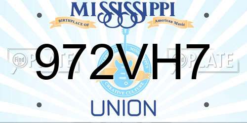 972VH7 Mississippi License Plate