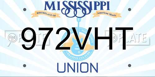 972VHT Mississippi License Plate