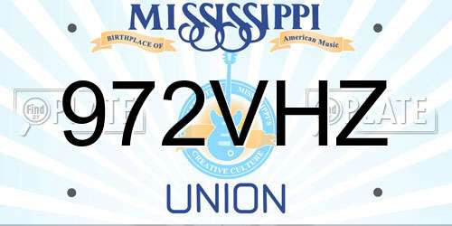 972VHZ Mississippi License Plate