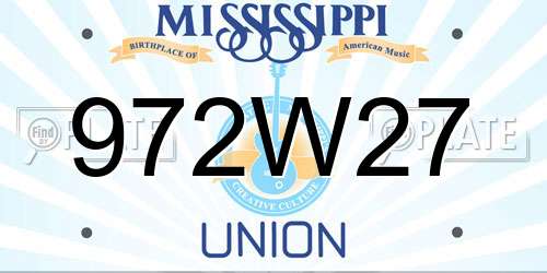 972W27 Mississippi License Plate