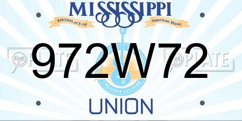 972W72 Mississippi License Plate