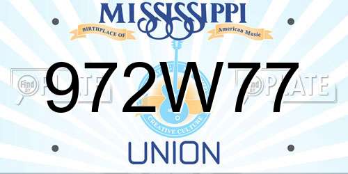 972W77 Mississippi License Plate