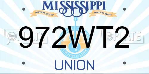 972WT2 Mississippi License Plate