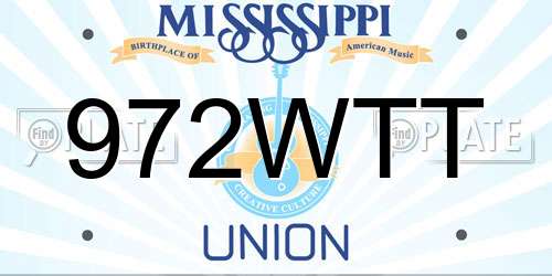 972WTT Mississippi License Plate