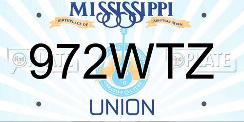 972WTZ Mississippi License Plate