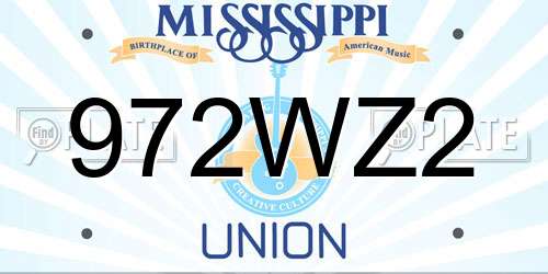 972WZ2 Mississippi License Plate