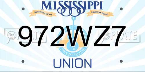 972WZ7 Mississippi License Plate