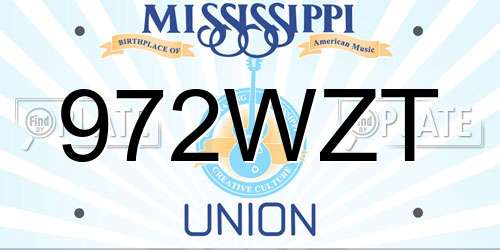 972WZT Mississippi License Plate