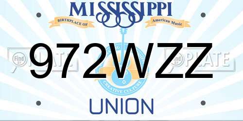 972WZZ Mississippi License Plate