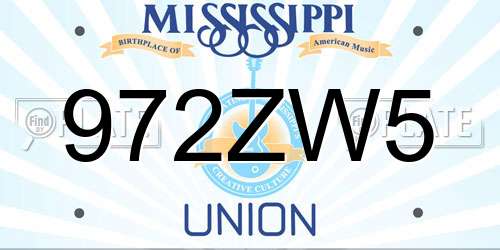 972ZW5 Mississippi License Plate