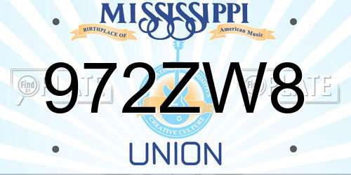 972ZW8 Mississippi License Plate