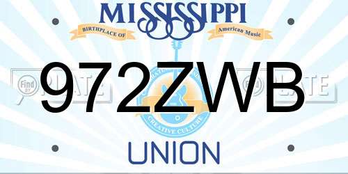 972ZWB Mississippi License Plate