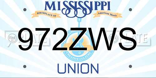 972ZWS Mississippi License Plate