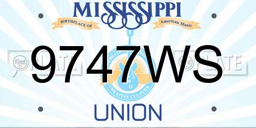 9747WS Mississippi License Plate