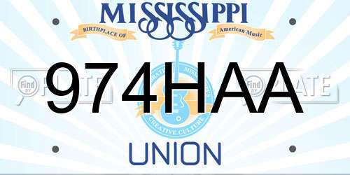 974HAA Mississippi License Plate
